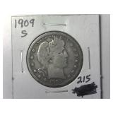 1909-S Barber Quarter
