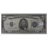 1934 D $5 Blue Seal Silver Certificate Note