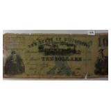 1862 Large Size $10 State of Mississippi Note