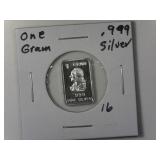 One Gram .999 Silver Bar
