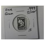 One Gram .999 Silver Bar
