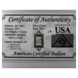 Five Grain .999 Silver Bar