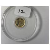 1/500 th Oz 24 Kt Gold Round