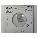 One Gram .999 Silver Bar