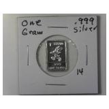 One Gram .999 Silver Bar
