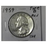 1959 Type B Rev Washington Quarter