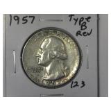 1957 Type B Rev Washington Quarter