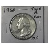 1960 Type B Rev Washington Quarter