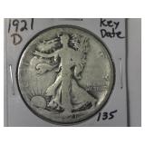 1921-D Key Date Walking Liberty Hal Dollar