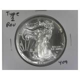 2021 Type 2 Rev American Silver Eagle Dollar