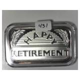 Retirement One Ounce .999 SilverBar
