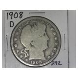 1908-D Barber Half Dollar