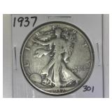 1937 Walking Liberty Half Dollar