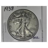 1938 Walking Liberty Half Dollar