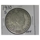 1910-S Barber Half Dollar