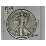 1934-S Walking Liberty Half Dollar