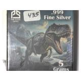 5 Gram Ounce .999 Silver Dinosaur
