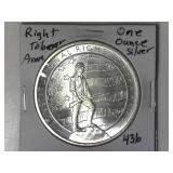 Right to bear Arms One Ounce .999 Silver Round