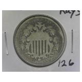 1867 No Rays Shield Nickel