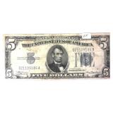 1934 $5 Blue Seal Silver Certificate Note