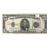 1934 D $5 Blue Seal Silver Certificate Note