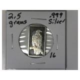 2.5 Grams ,999 Silver Bar