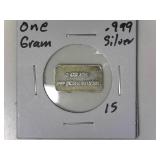 One Gram .999 Silver Bar