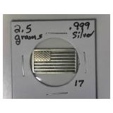 2.5 Grams Flag Design  ,999 Silver Bar
