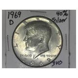 1969-D 40% Silver Kennedy Half Dollar