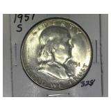 1951-S Franklin Half Dollar