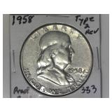 1958 Type 2 Rev Franklin Half Dollar