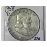 1958-D Franklin Half Dollar