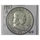 1951-S Franklin Half Dollar
