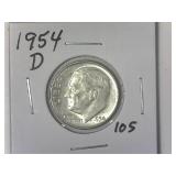 1954-D Roosevelt Dime
