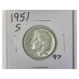1951-S Roosevelt Dime