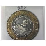2001 Encased Silver Casino Token