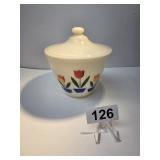 Vintage 1950s Fire King 'Tulip' Pattern Grease Jar