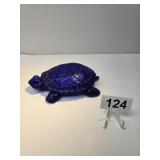Vintage Cobalt Blue Turtle Covered Dish
