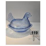 Vintage Blue Hen on the Nest Covered Dish
