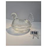 Vintage Clear Hen on the Nest Covered Dish
