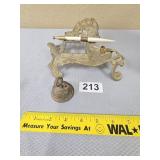 Vintage Brass Inkwell with brass bell