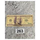 24kt gold plated $100 Bill