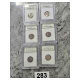 Graded Nickels Set of 6 various dates