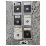 Graded Dimes Set of 6 various dates