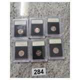 Graded Nickels Set of 6 various dates