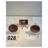 American Buffalo .999 Copper Rounds 3 total