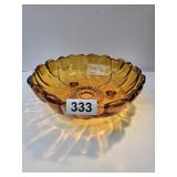 Indiana Glass Amber Sunflower Footed Serving Bowl