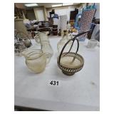 Lot of 4 Glass Relish Server, Glass Creamers