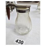 Glass Syrup Dispenser Red Bakelite Torpedo Handle