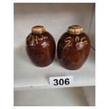 Hull Pottery Brown Drip Glaze Salt and Pepper